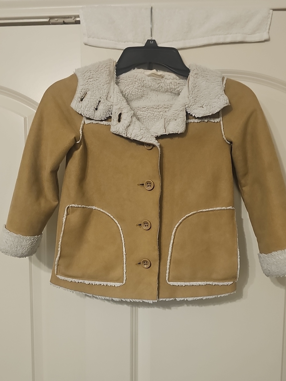 Crazy 8 White Plush Little Girl Jacket with Lime Logo Tag